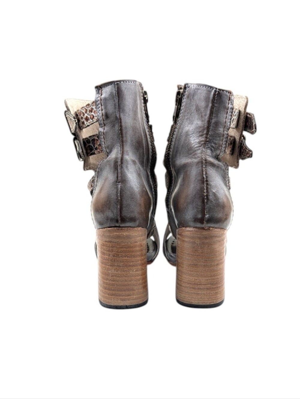 Freebird Tiara Rare Color Peep Toe Gladiator Booties Gray Multi 6 S4250 - Picture 13 of 13